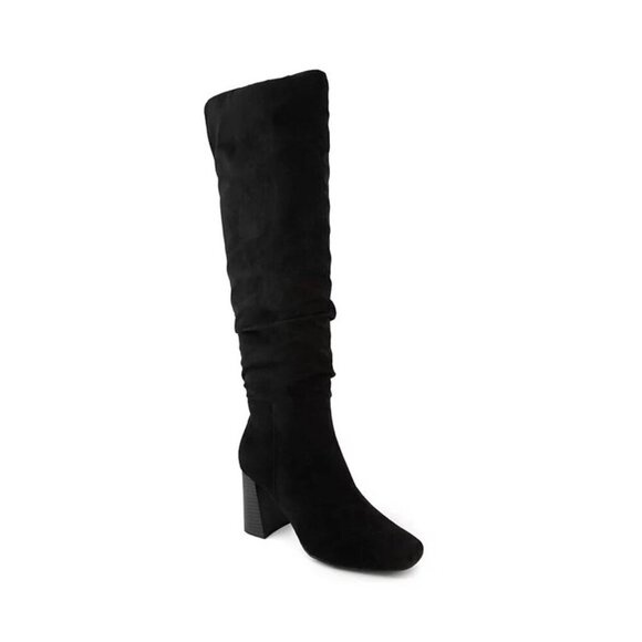 Sugar Womens Size 9M Microsuede Emerson Slouch Heeled Boots in Solid Black - Picture 1 of 7